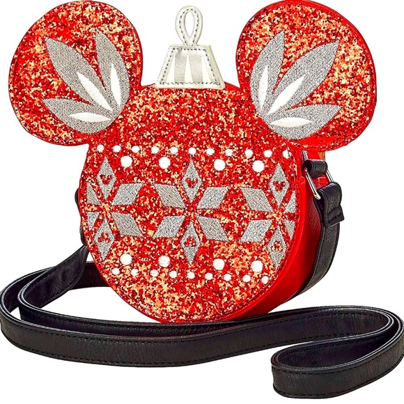 Disney Handbags - NWT Disney Parks Micky Holiday Crossbody Ornament sparkle glitter Purse
